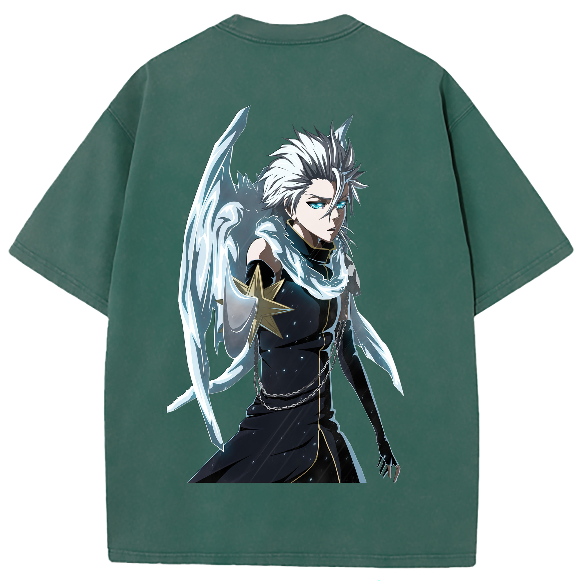 （画像用） ブリーチ 日番谷冬獅郎（ひつがや とうしろう） BLEACH Hitsugaya Toushirou 綿100% ヴィンテージ風 半袖Tシャツ（背面プリント）